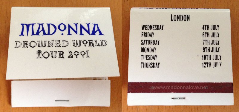 2001 - Drowned world tour merchandise - UK promotional set of matches