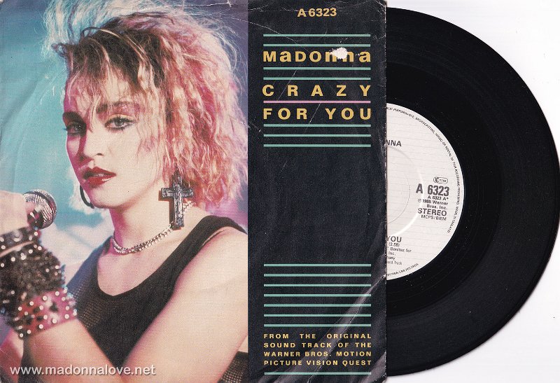 1985 Crazy for you - Cat. Nr. A-6323 - UK (White label + Made in England on label)