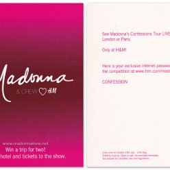 2006 - H&M Collection Madonna & Crew love H&M - A5 promotional flyer (contest Confessions Tour Londen & Paris tickets)