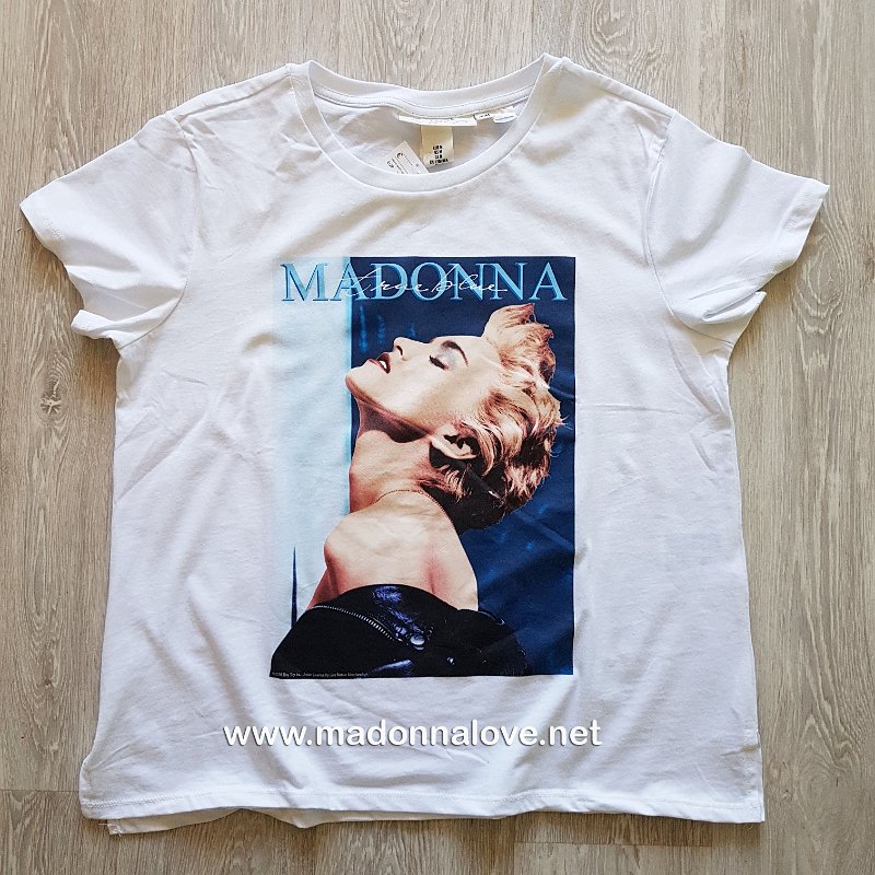 2018 H&M Madonna T-shirt white True Blue