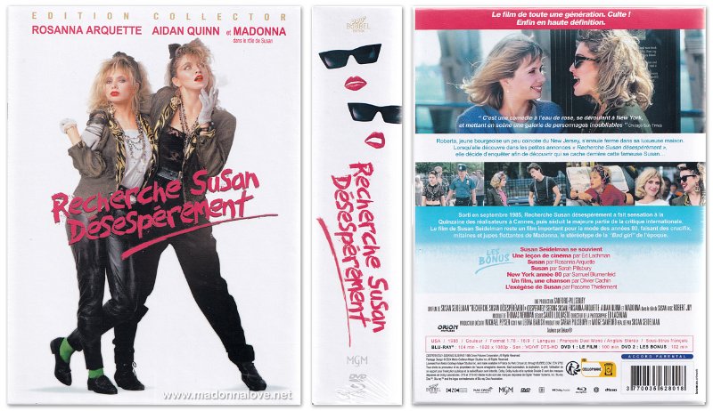 2024 Desperately Seeking Susan (Recherche Susan Desesperement) Exclusive FNAC Blu ray & DVD collectors box - Cat. Nr. 3770035628018 - France