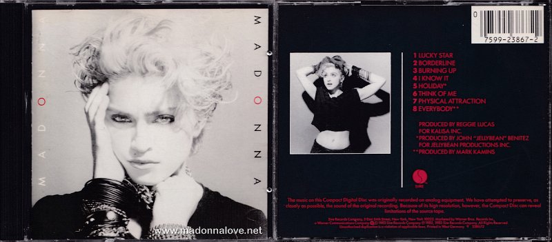 1982 Madonna - Cat.Nr. 923867-2 - Germany (7599 23867-2 2893 683 01 on back of CD - Inserts Printed In West Germany)