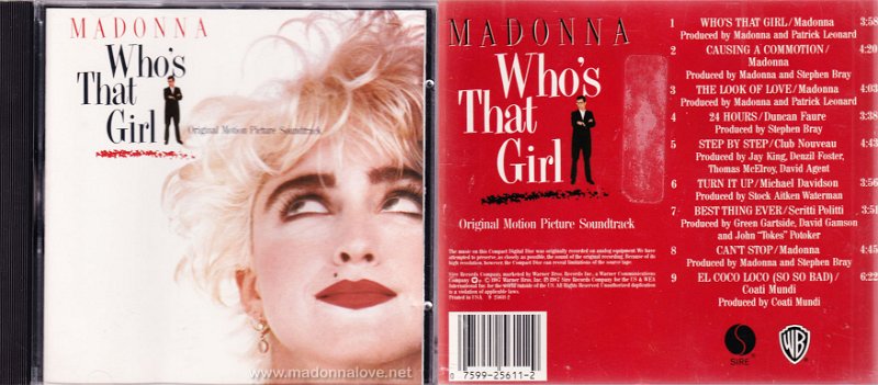 1987 Whos that girl soundtrack - Cat.Nr. 9 25611-2 - USA (1 25611-2 SRC-02 on back of CD)
