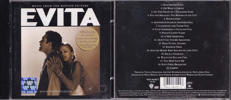 1996 Evita - Cat.Nr. 9362-46450-2 - France (Made in Germany with letter F on foil sticker denotes for sale in France)