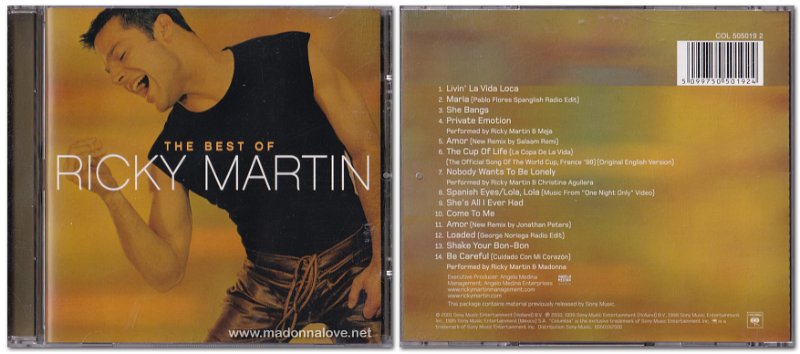 2001 Ricky Martin - The best of (Track 14 - Be Careful (Cuidado Con Mi Corazón) Performed by Ricky Martin and Madonna) - Cat.Nr. 505019 2 - Germany