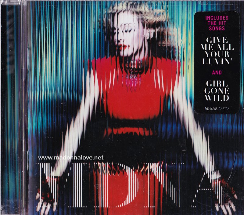 2012 MDNA 1CD - Cat. Nr. B0016725-02 - USA (Clean version without Gang Bang + comes with smaller sticker)