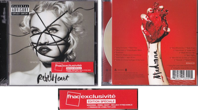 2015 Rebel Heart Deluxe edition - Cat.Nr. 6025 4725 9554 - France (Rebel Heart Deluxe Edition FNAC Exclusive - Includes Living For Love CD Single in Cardsleeve - 2 tracks)