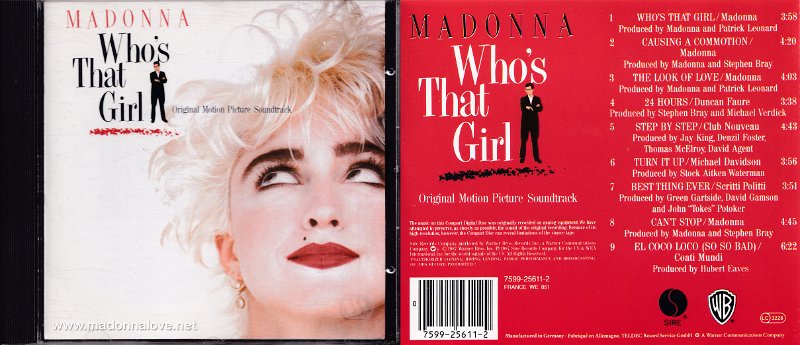 1987 Whos that girl soundtrack - Cat.Nr. 7599-25611-2 - Germany (925 611-2 SRC-01 on back of CD)