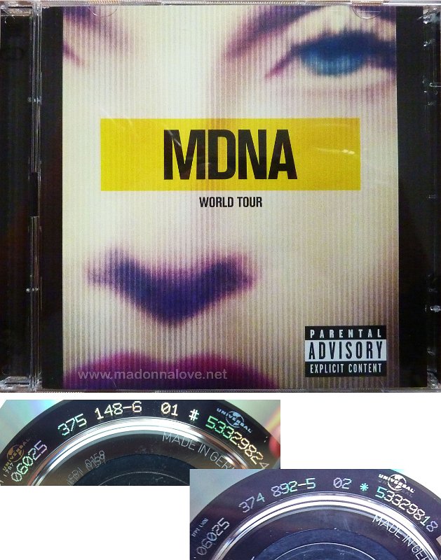2013 MDNA Tour 2CD - Cat.Nr. 602537507054 - Europe (Disc1 06025 374 892-5 02  53329818 on back - Disc2 06025 375 148-6 01  53329824 on back)
