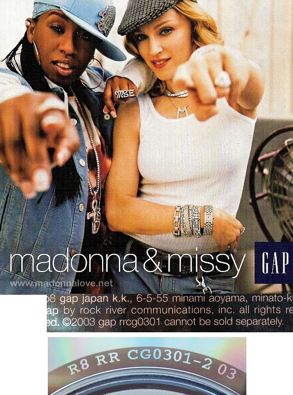 2003 GAP promo CD - Cat.Nr. RRCG0301 - USA (R8 RR CG0301-2 03 on back of CD)