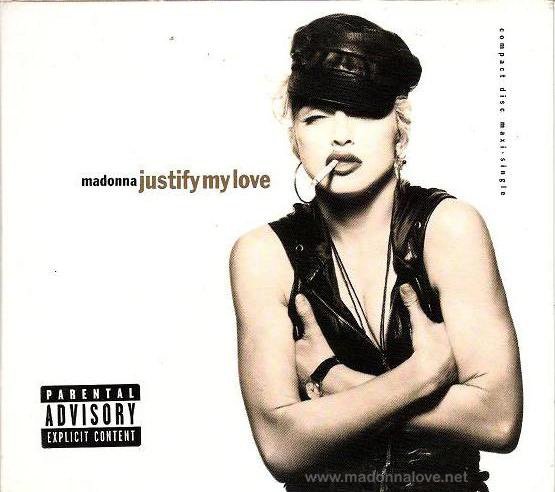1991 Justify my love - CD maxi single (5-trk) - Cat.Nr. 9 21820-2 - USA (Digipack with 'Parental Advisory explicit content' sticker)