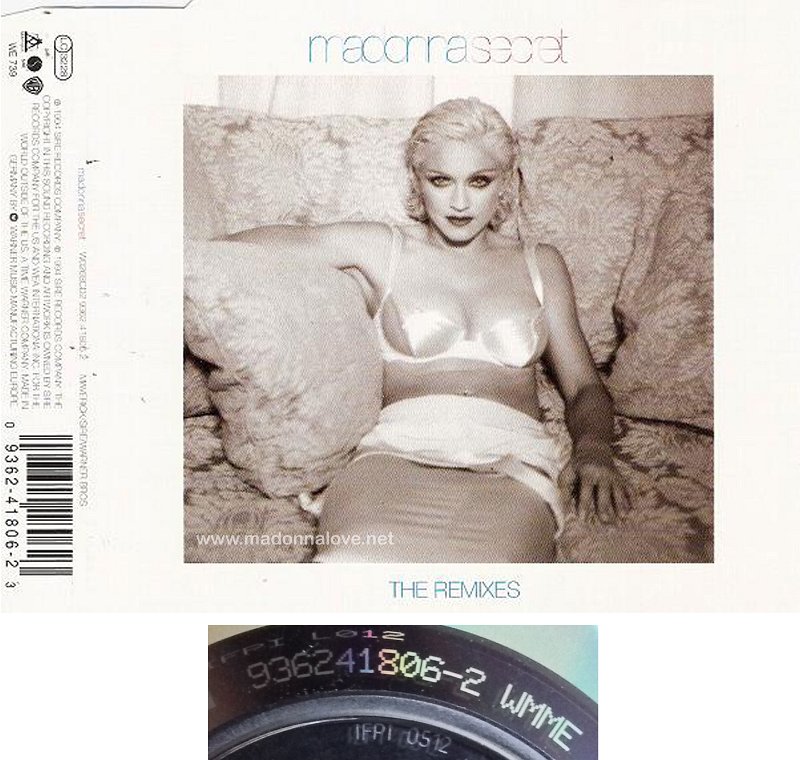 1994 Secret the remixes - CD maxi single (5-trk) - Cat.Nr. 9362-41806-2 - Germany (936241806-2 WMME on back of CD)