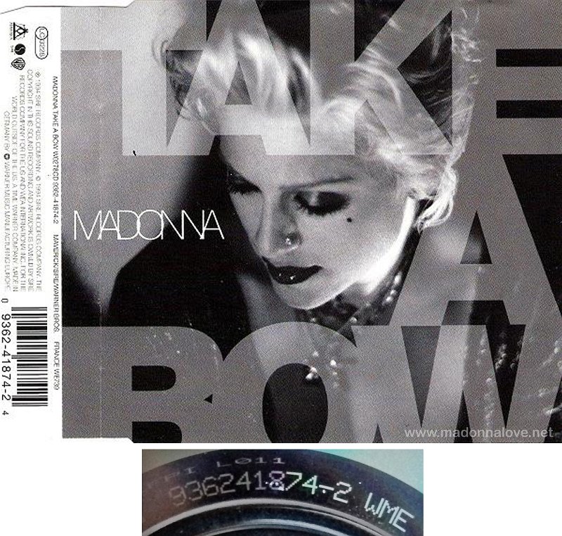 1994 Take a bow - CD maxi single (3-trk) - Cat.Nr. 9362 41874-2- Germany (936241874-2 WME on back of cd)