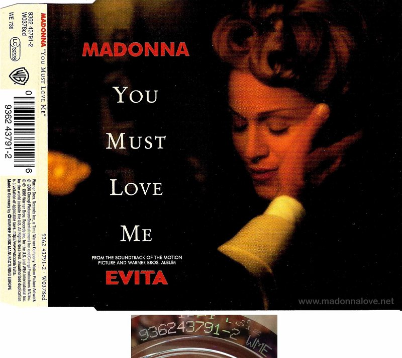 1996 You must love me - CD maxi single (3-trk) - Cat.Nr. 9362 43791-2 - Germany (9362 43791-2 WME on back of CD)