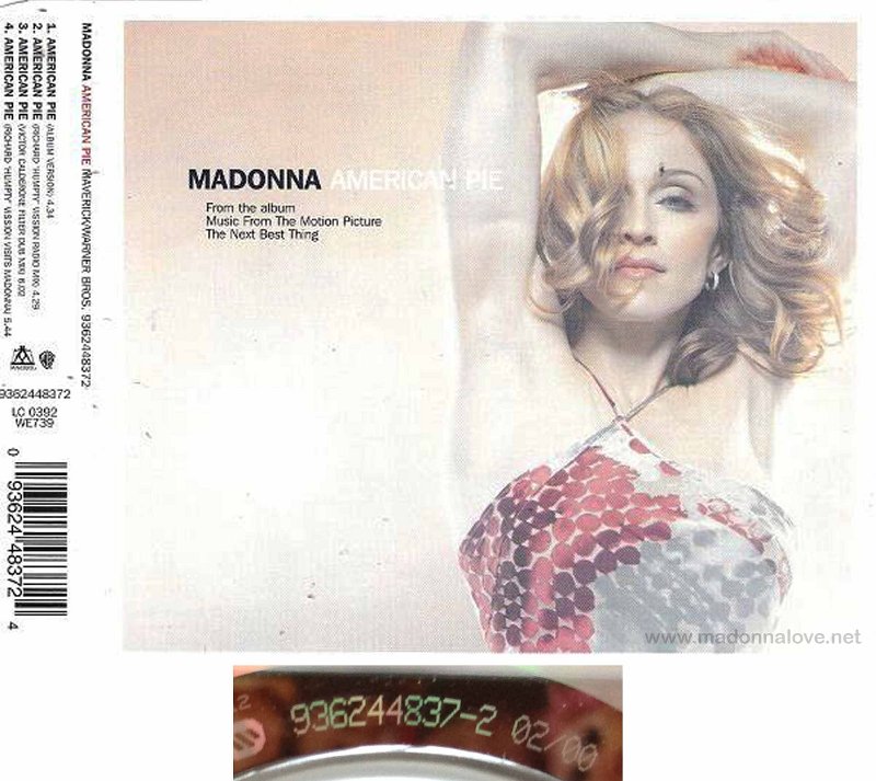 2000 American pie  - CD maxi single (4-trk) - Cat.Nr. 9362448372 - Germany (936244837-2 0200 on back of CD)