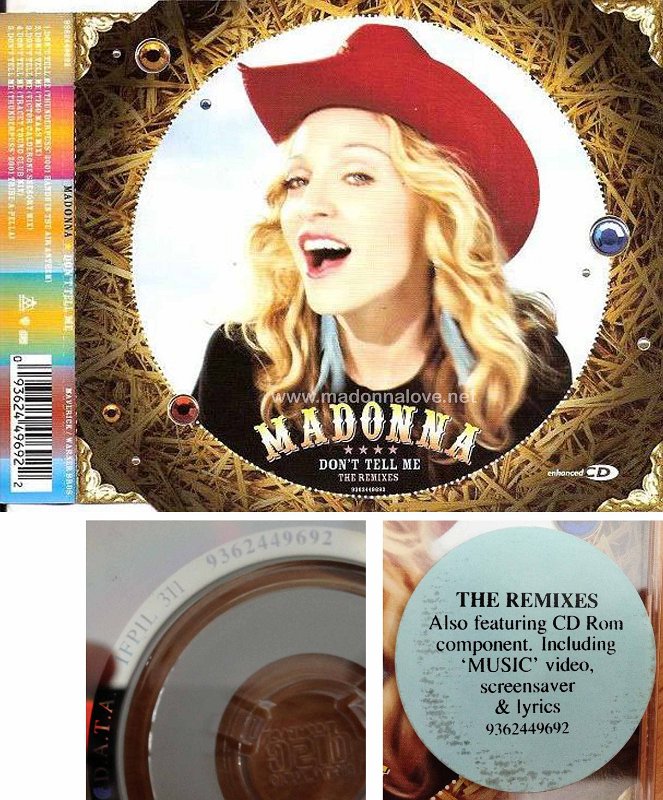 2000 Don't tell me (the remixes) - CD maxi single (5-trk) - Cat.Nr. 9362 449692 - Australia (9362 449692 on back of CD + blue round sticker)