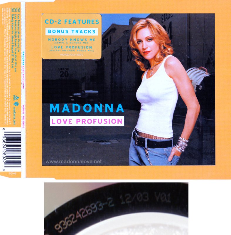 2003 Love profusion  - CD maxi single (3-trk) - Cat.Nr. 9362-42693-2 - Germany (9362426932 12_03 V01 on back of CD)