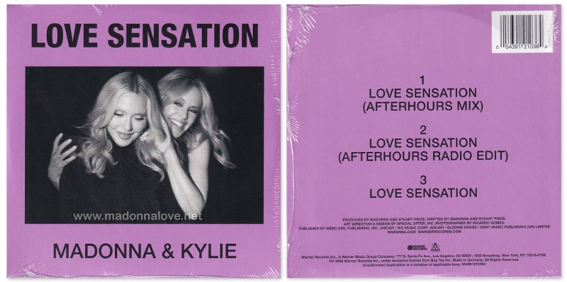 2026 Love Sensation (Madonna & Kylie) - (purple cover) Australia Edition (Cardsleeve) (3-trk) -  Cat.Nr. 54391210364 - Germany