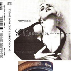 1991 Rescue me (remixes) - CD maxi single (3-trk) - Cat.Nr. 9362-40035 - Germany (936240035-2 RSA on back of CD)