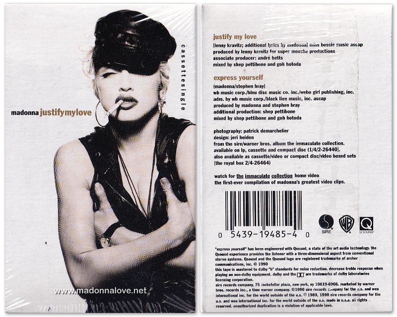 1990 Justify my love Casette Single - Cat.Nr. 9 19485-4 - USA