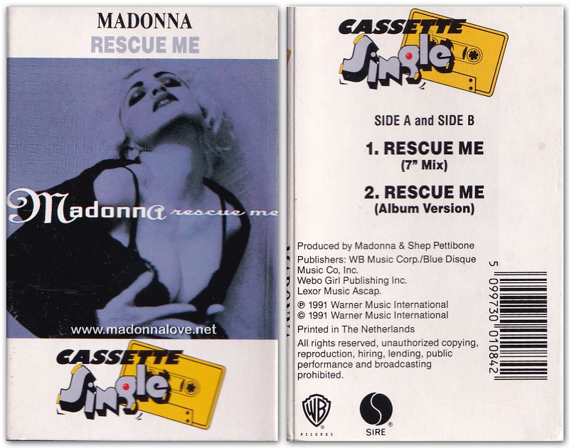 1991 Rescue me Casette Single cardbox - Cat. Nr. 300108-4 - Holland