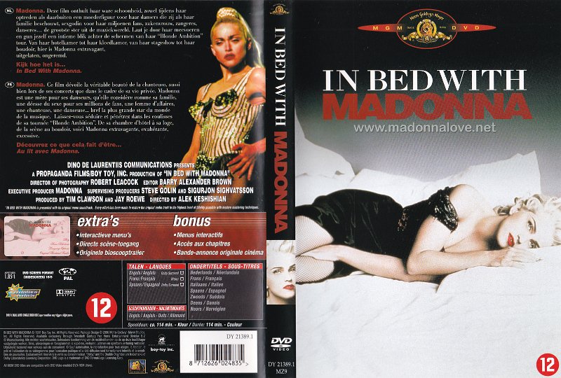 1991 In bed with Madonna - Cat.Nr. DY 21389.1Z9 - Holland (without dvd logo)