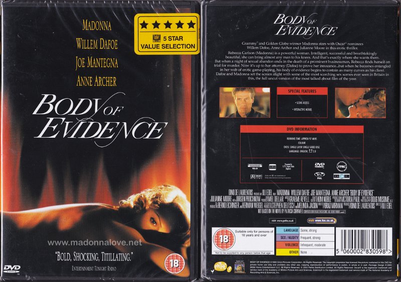 1993 Body of evidence - Cat.Nr. P8705DVD - UK