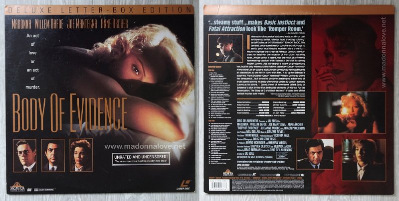 1992 - Body of evidence Laserdisc - Cat. Nr. ML102987 - USA