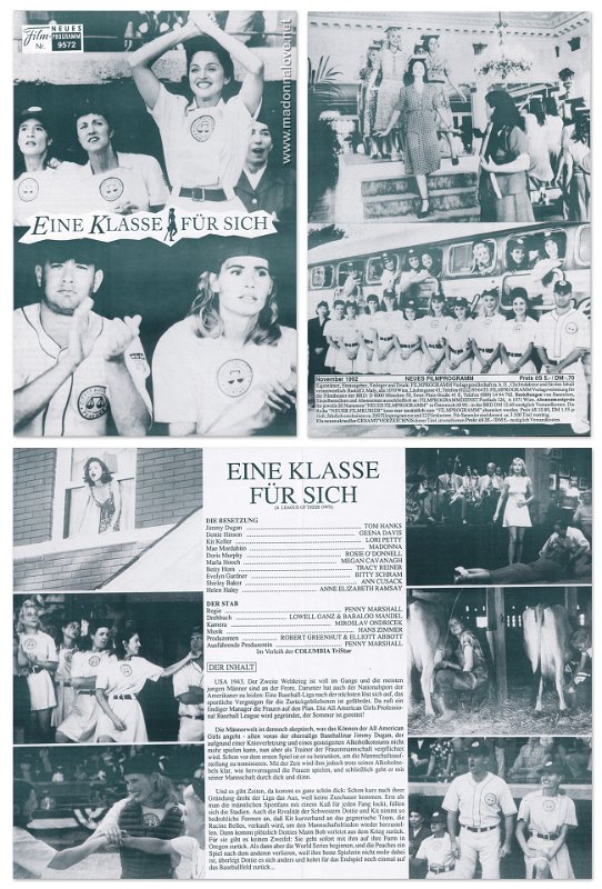 1992 - Neues Film Programm nr. 9572 - Eine klasse fur sich (A league of their own)