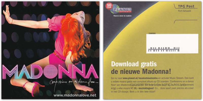 2005 - Confessions on a dance floor promotional CDdownload inlay postcard (Planet internet)
