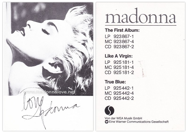 Official postcard (9-2) WEA Musik GmbH