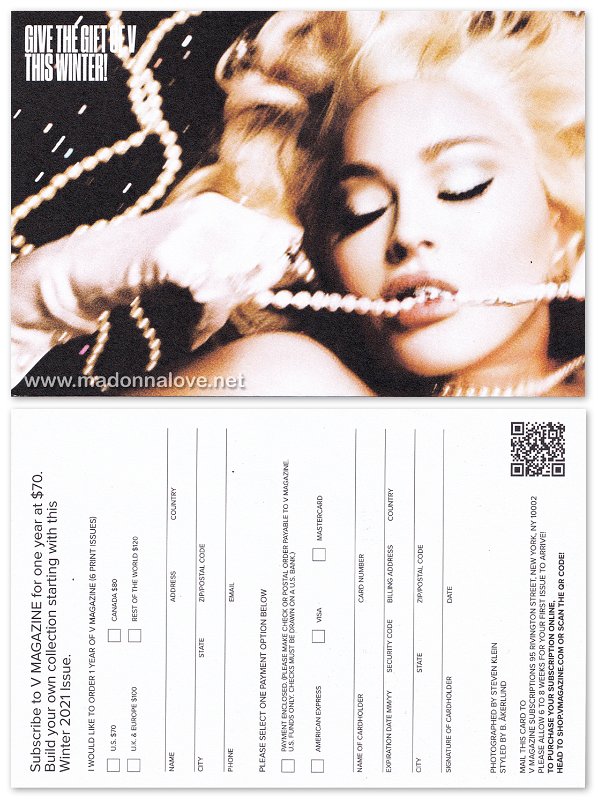 2021 - V magazine promotional postcard