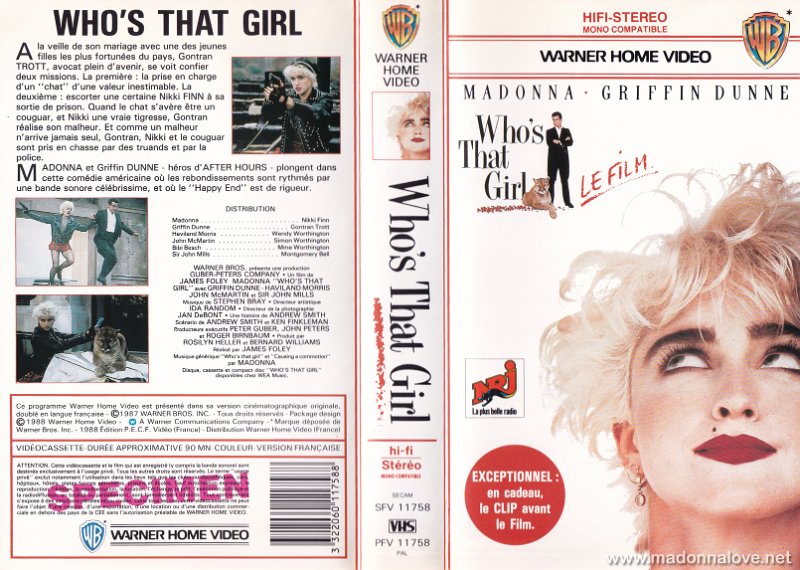 VHS 1987 Who's that girl - Cat.Nr. SFV 11758 - France