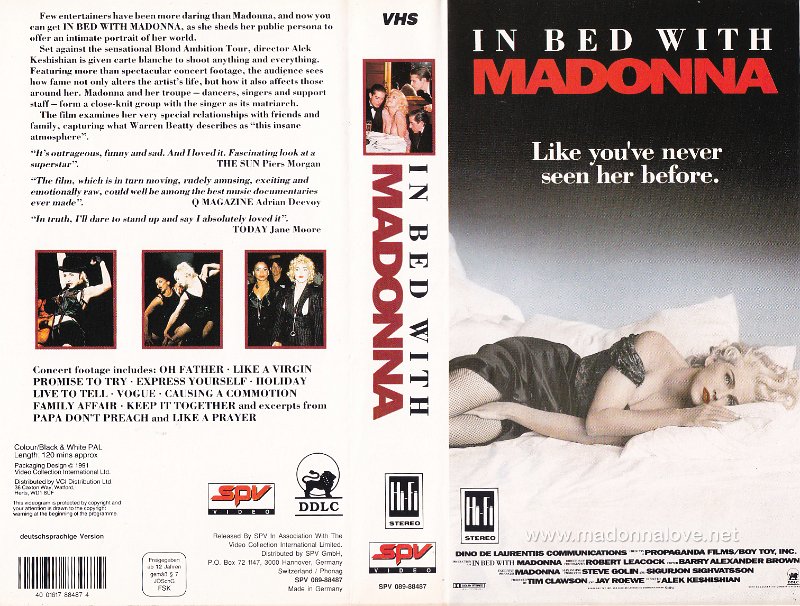 VHS 1991 In bed with Madonna - Cat.Nr. SPV 089-88487 - Germany