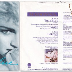 1986 True blue (remix) - W8550 - UK (thin papersleeve - Made in UK on label - small center hole - yellow label)