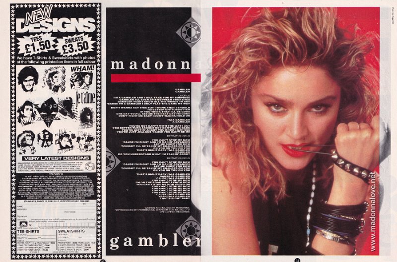1985 - October - Smash Hits - UK - Madonna - Gambler