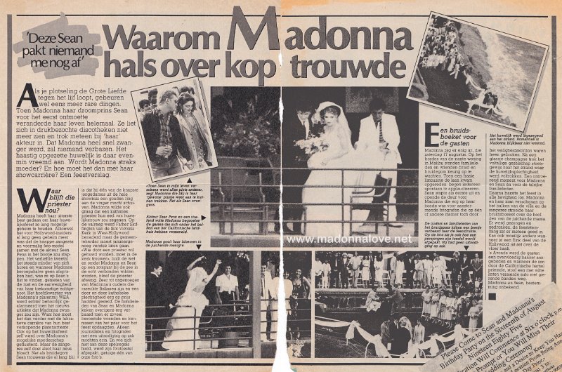 1985 - Unknown month - Hitkrant - Holland - Waarom Madonna hals over kop trouwde