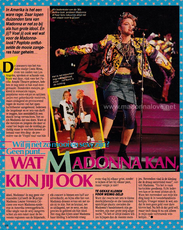 1985 - Unknown month - Popfoto - Holland - Wat Madonna kan kun jij ook