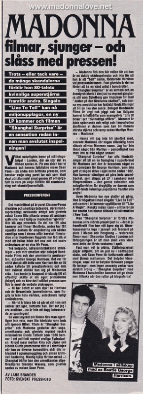 1986 - Unknown month - OKEJ - Sweden - Madonna filmar sjunger - och slass med pressen!