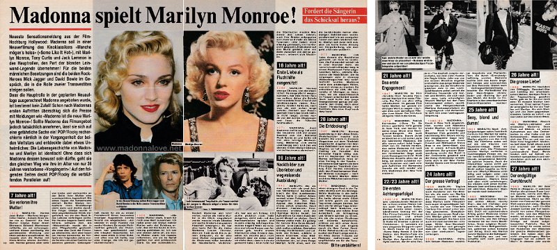 1986 - Unknown month - Pop rocky - Germany - Madonna spielt Marilyn Monroe!