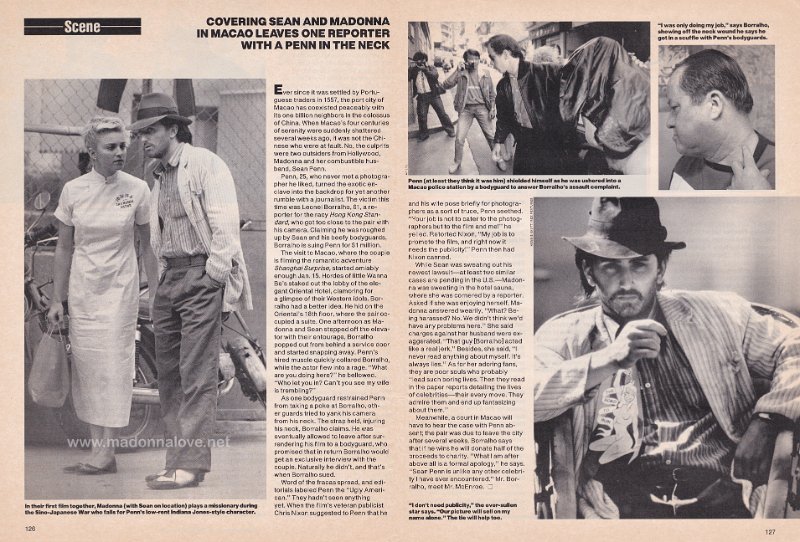 1986 - Unknown month - Unknown magazine - USA - Covering Sean and Madonna in macao