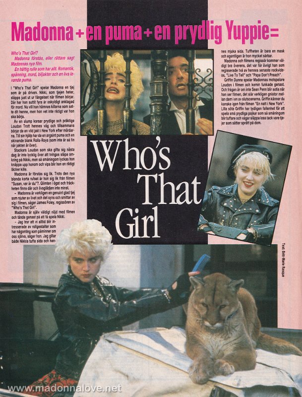 1987 - Unknown month - Frida - Sweden - Madonna + en puma + en prydlig yuppie = Who's that girl