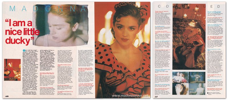 1987 - Unknown month - Smash Hits - UK - Madonna - I am a nice little ducky