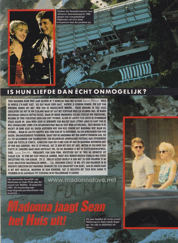 1987 - Unknown month - Unknown magazine - Holland - Madonna jaagt Sean het huis uit!