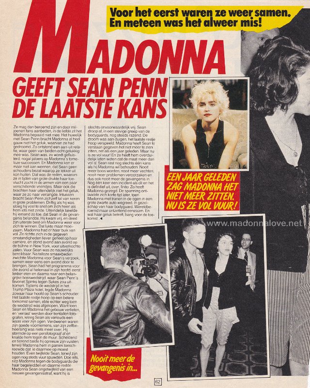 1988 - Unknown month - Popfoto - Holland - Madonna geeft Sean Penn de laatste kans