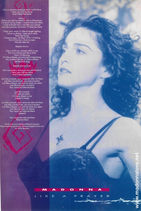 1989 - Unknown month - Number One - Like a prayer (songtext) - UK