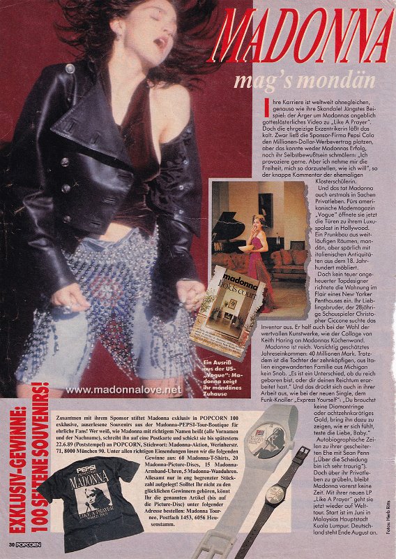 1989 - Unknown month - Popcorn - Germany - Madonna mag's mondan