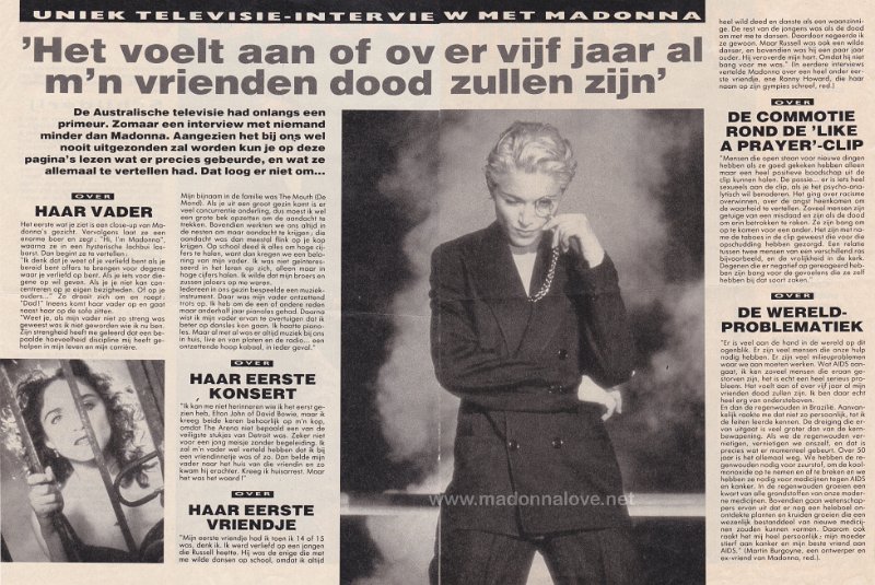 1989 - Unknown month - Unknown magazine - Holland - Het voelt aan of over vijf jaar