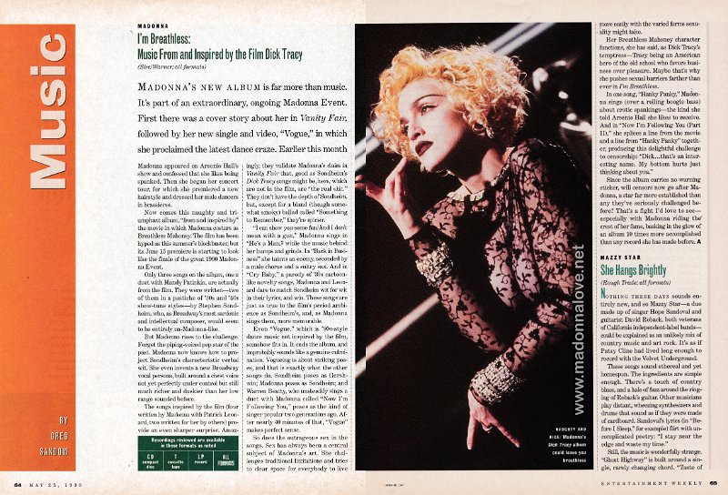 1990 - May - Entertainment weekly - USA - I'm breathless Music from and inspired by the film Dick Tracy