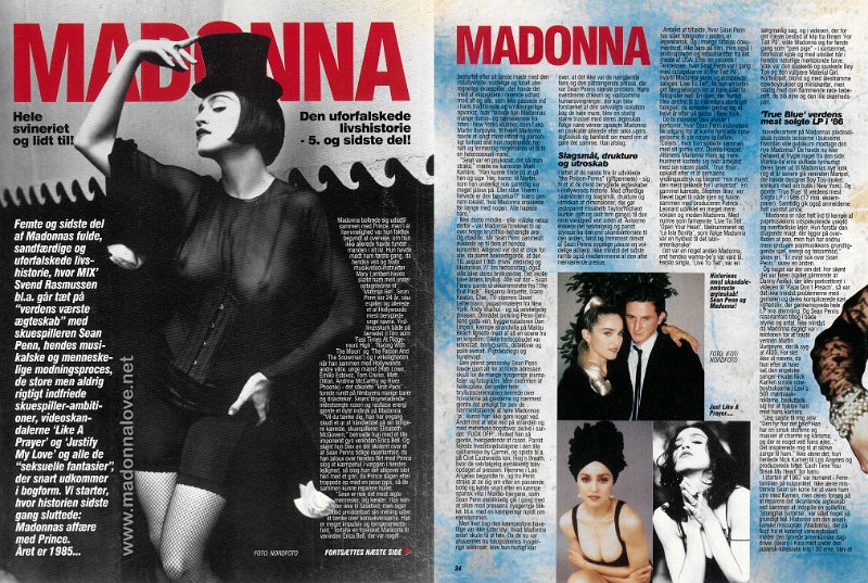 1990 - Unknown month - Unknown magazine - Denmark - Madonna den uforalskede livshistorie - Del 5